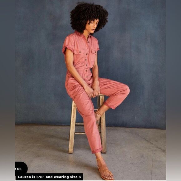 Outerknown S.E.A. jumpsuit in rust cotton linen size small - Picture 1 of 8